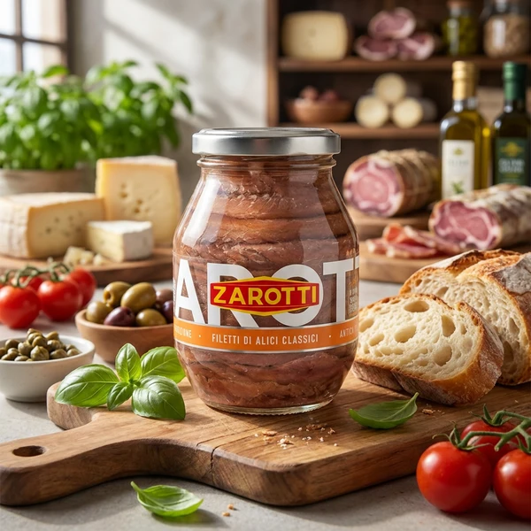 Sardellen in Sonnenblumenöl Zarotti 140g (74g) 59214 by Deli Drengene color Svart