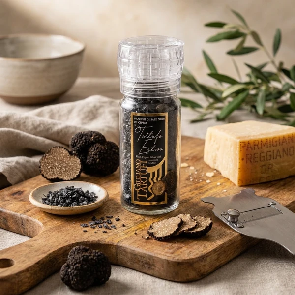 Sortiere Kværn Flakesalz mit Sommertrüffelscheiben 5 % 50g 9014 by Deli Drengene color Svart