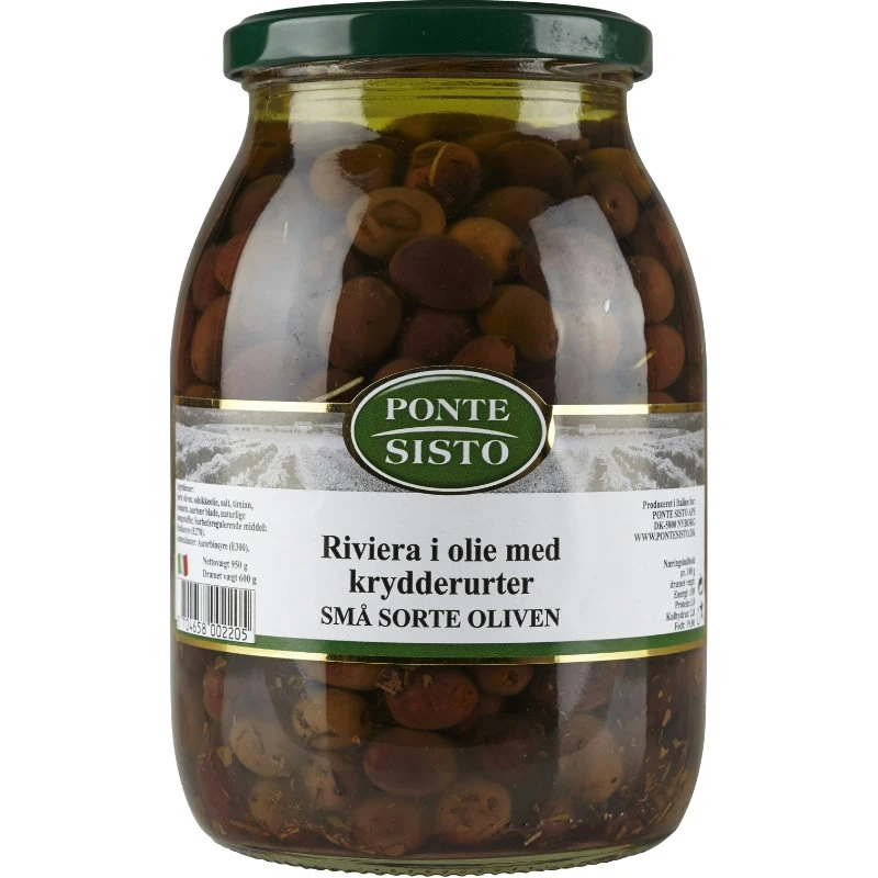 Schwarze Riviera-Oliven in Öl und Kräutern 950 g 17570 by Ponte Sisto color Svart