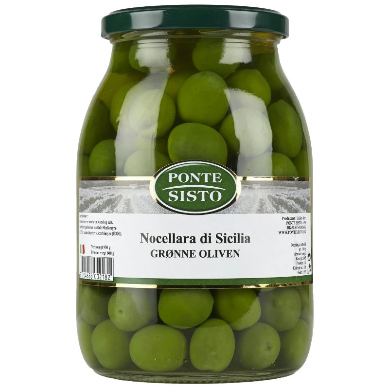 Grüne Nocellara di Sicilia Oliven mit Stein 960 g 17571 by Ponte Sisto color Svart