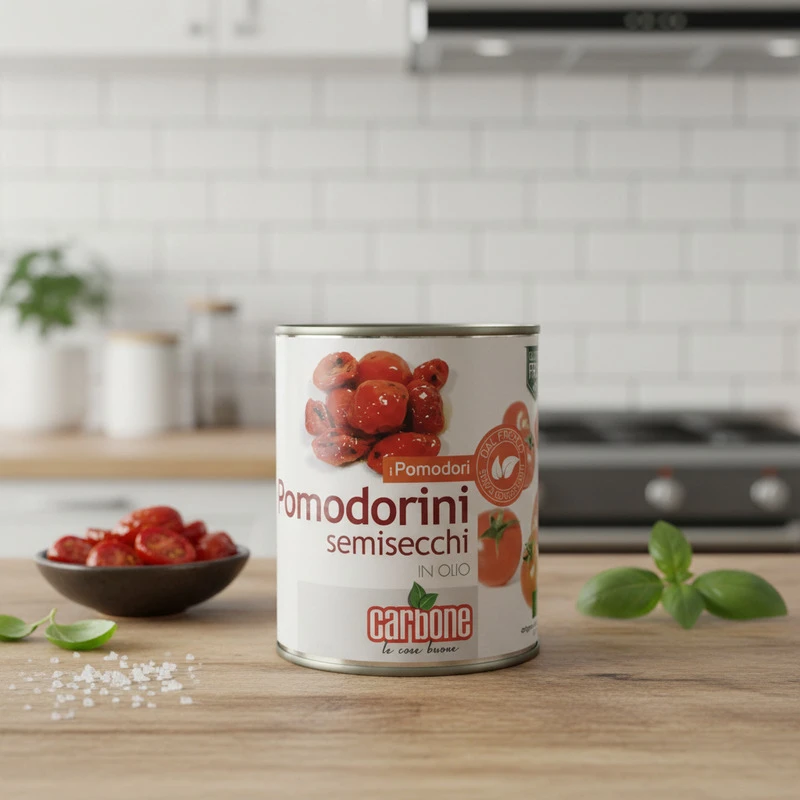Semi-Dried Cherrytomaten rot halbiert Dose 800 g 18028 by CARBONE color Svart
