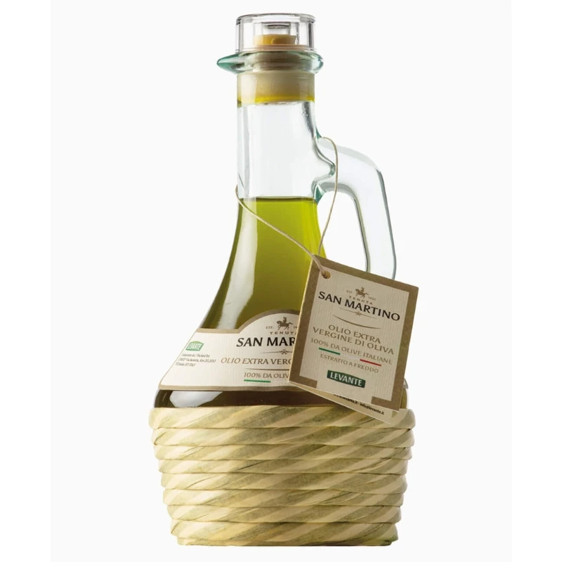 Natives Olivenöl Extra 100% Italienisch 250 ml mit Bast 15095 by San martino color Svart