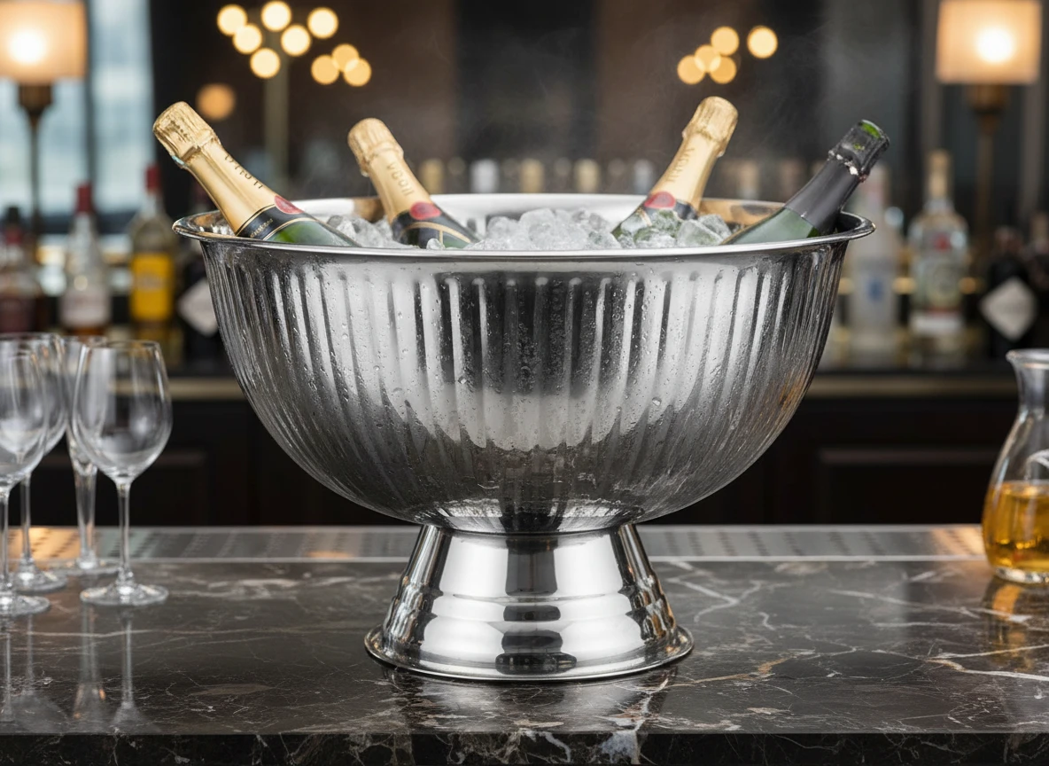 Champagnerschale 397xH241mm geriffelt A12441840 by Koop color Silver