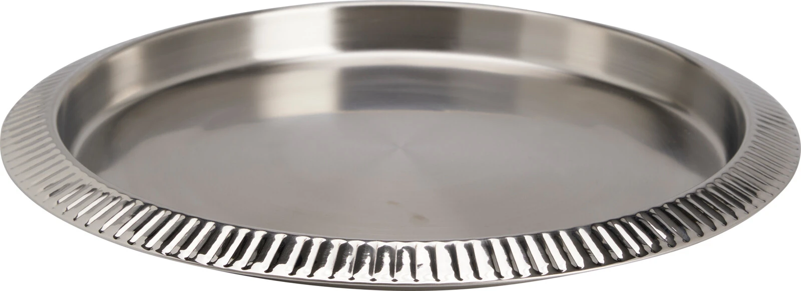 Serviertablett mit hohem Rand 35 cm geriffelt A12441870 by Koop color Silver