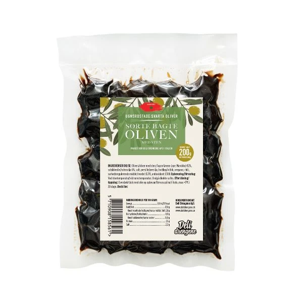 Schwarze gebackene Oliven 200g 2101 by Deli Drengene color Svart