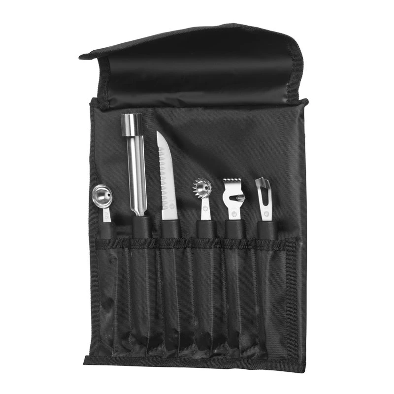 Garnierwerkzeug-Set 6-teilig, Edelstahl mit PP-Griff 856291 by Hendi color Svart