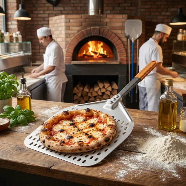 Pizzaschieber eckig perforiert Aluminium hartanodisiert 660x305 mm 618097 by Hendi color Svart