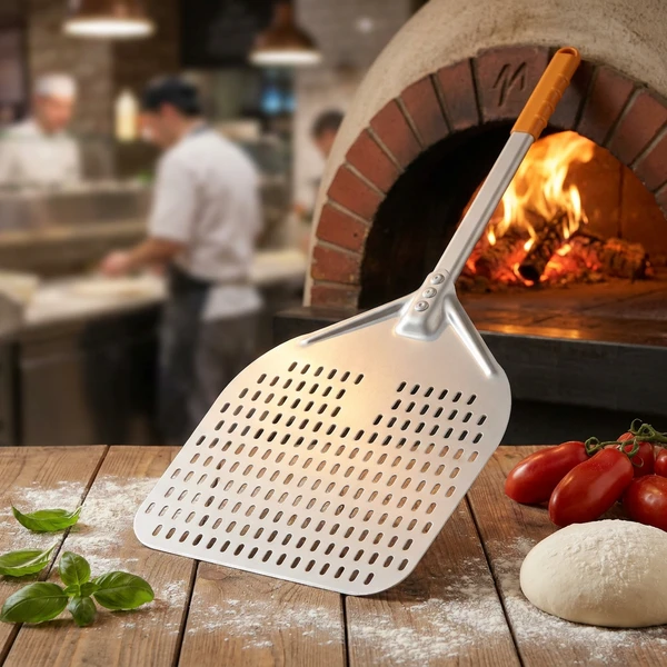 Pizzaschieber perforiert eloxiertes Aluminium 710x355 mm 618066 by Hendi color Svart