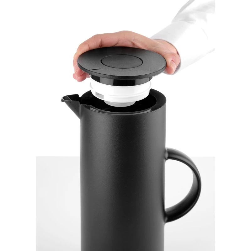 Isolierkanne Schwarz 1 l PP mit Drucktaste 449615 by Hendi color Svart