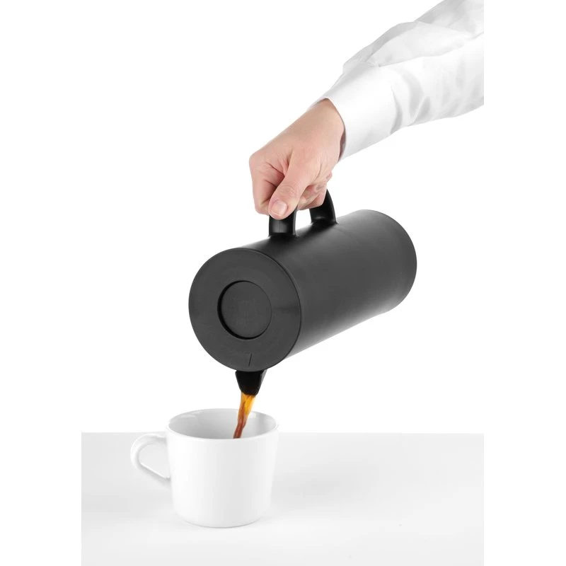 Isolierkanne Schwarz 1 l PP mit Drucktaste 449615 by Hendi color Svart