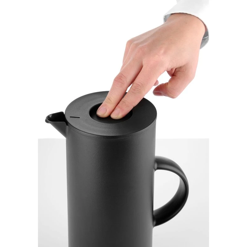 Isolierkanne Schwarz 1 l PP mit Drucktaste 449615 by Hendi color Svart