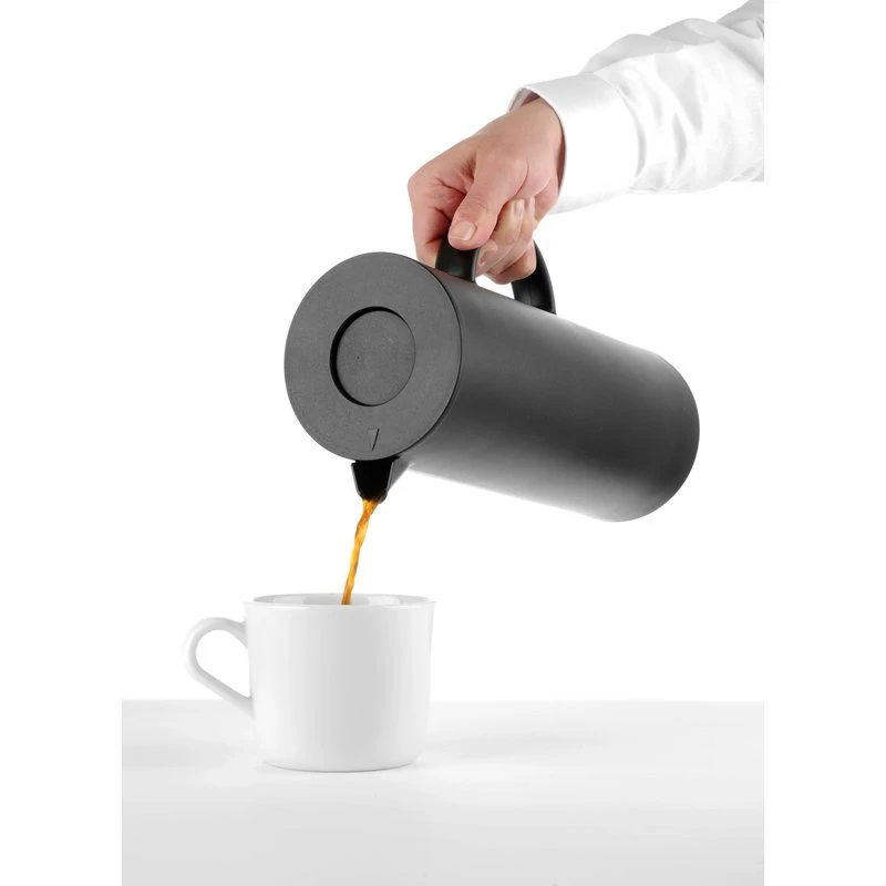 Isolierkanne Schwarz 1 l PP mit Drucktaste 449615 by Hendi color Svart