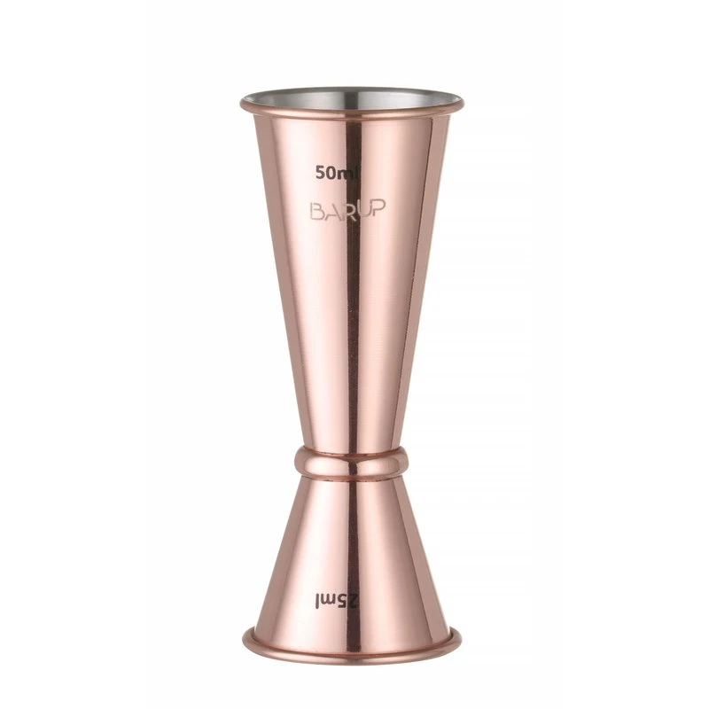 Jigger mit Ring 25 + 50 ml Edelstahl Kupferoptik 593332 by Hendi color Svart