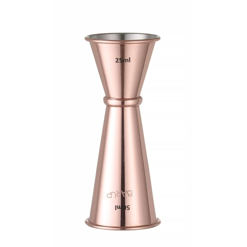 Jigger mit Ring 25 + 50 ml Edelstahl Kupferoptik 593332 by Hendi color Svart