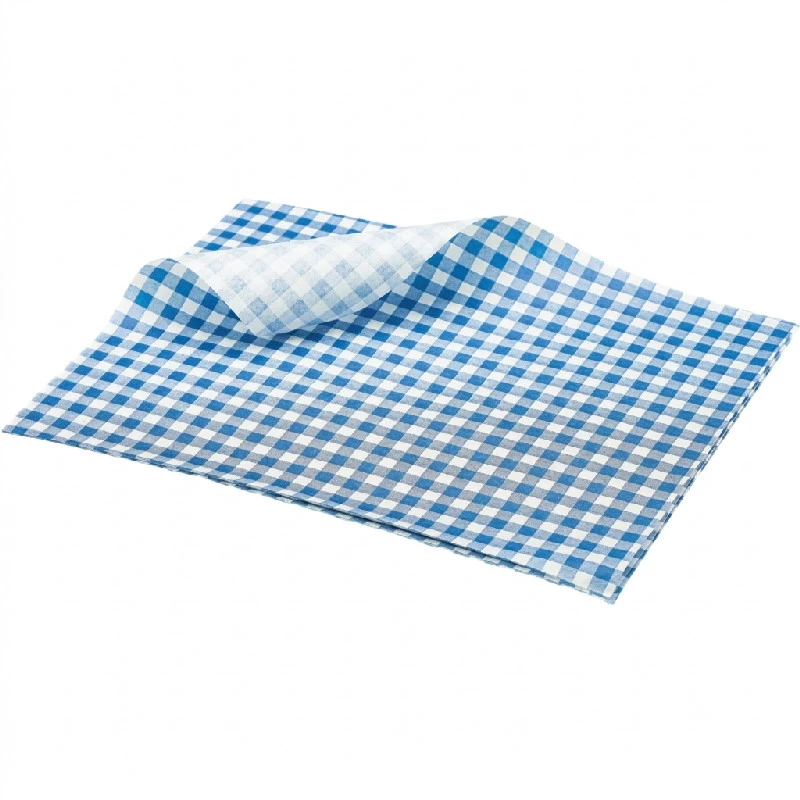 Fettabweisendes Einschlagpapier Blau Kariert 25 x 20 cm – 1000 Stk. PN1487GB by Genware color Svart