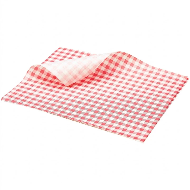 Fettabweisendes Papier Rot Kariert 25 x 20 cm – 1000 Stk. PN1487GR by Genware color Svart