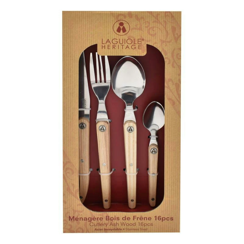 Laguiole Heritage Besteckset aus Eschenholz – 16-teilig 40271002 by Laguiole color Svart