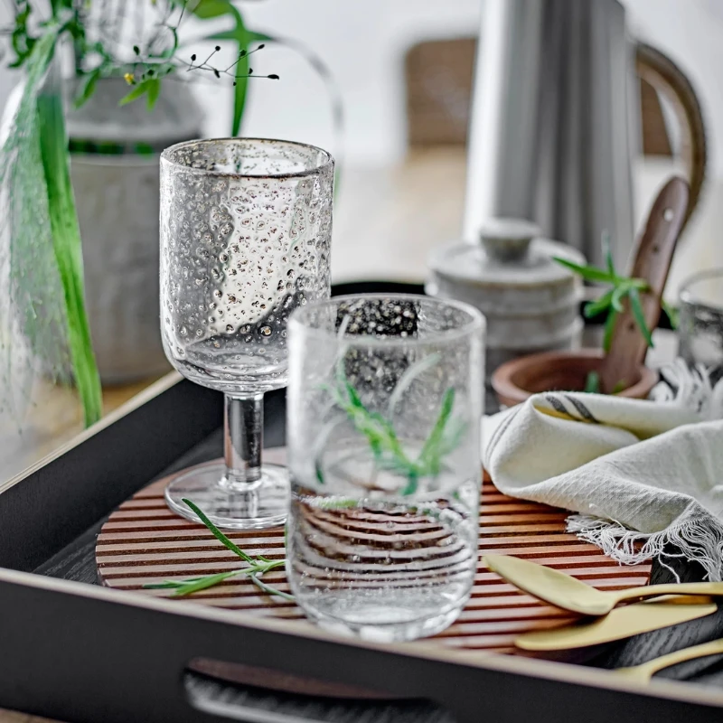 Bloomingville Bubbles Weinglas - Klar 82060898 by Bloomingville color Svart