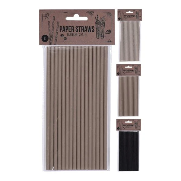 Papierstrohhalme 16er-Pack Sortiert RT13000301 by Koop color Svart