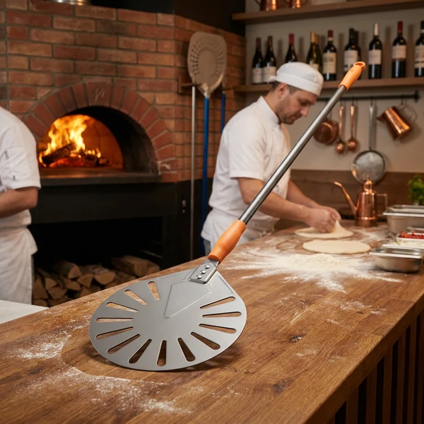 Pizzaschieber perforiert Aluminium 1200x230 mm 618103 by Hendi color Svart