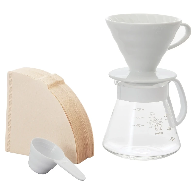 V60 Keramik 02 Dripper-Set – Weiß XVDD-3012W by Hario color Svart