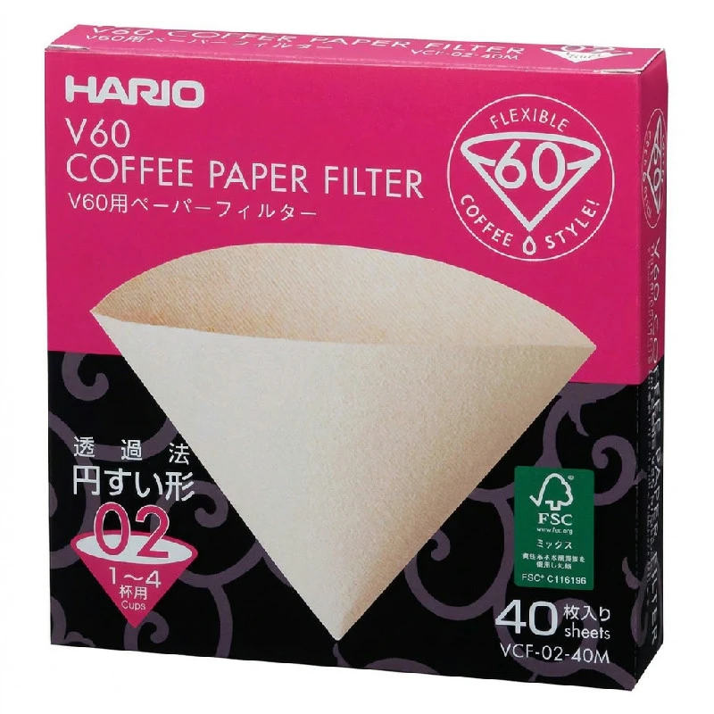 V60 Kaffeefilter - 02 - 40 Stück - Ungebleicht VCF-02-40M by Hario color Svart
