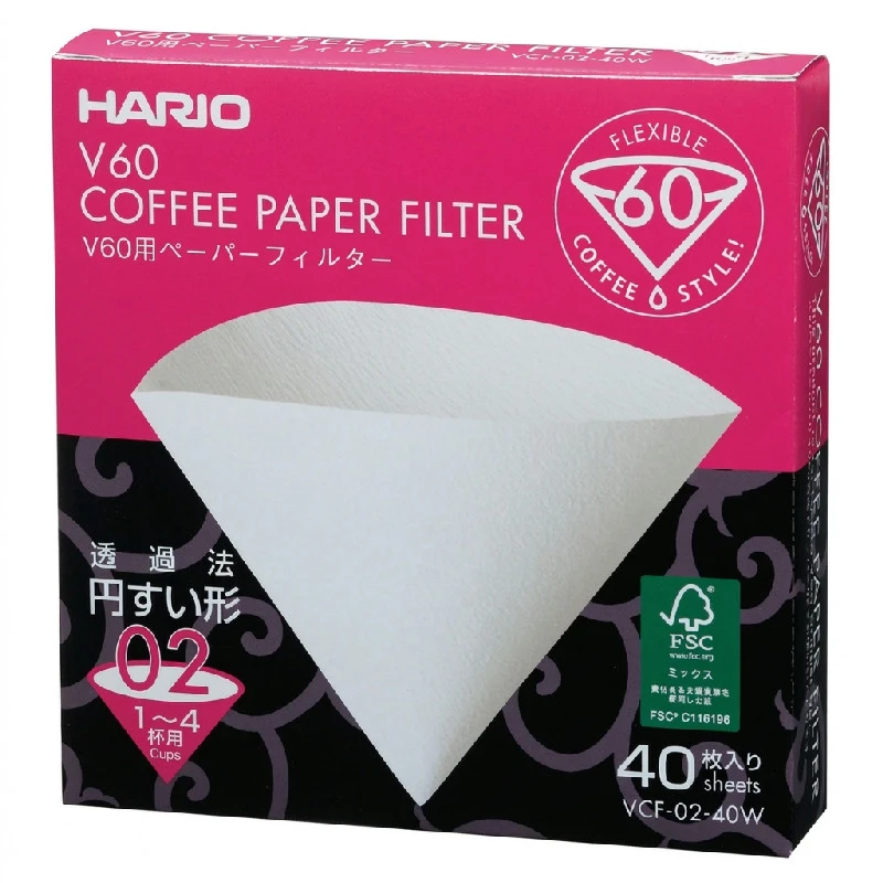 Hario V60 Kaffeefilter - 02 - 40 Stück - Weiß VCF-02-40W by Hario color Svart