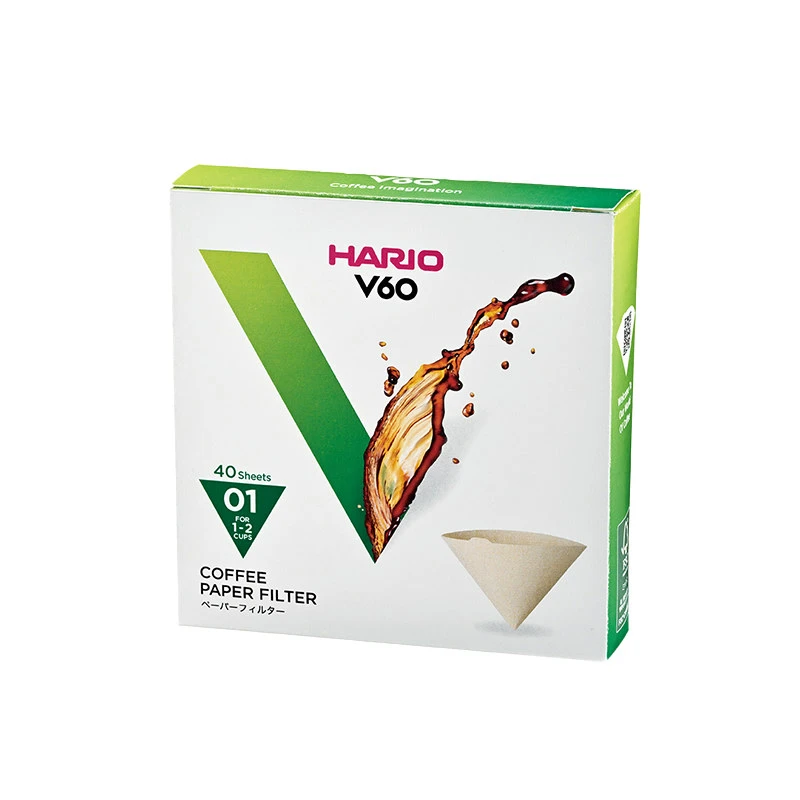 V60 Kaffeefilter – 01 – 40 Stk. – Ungebleicht VCF-01-40M by Hario color Svart