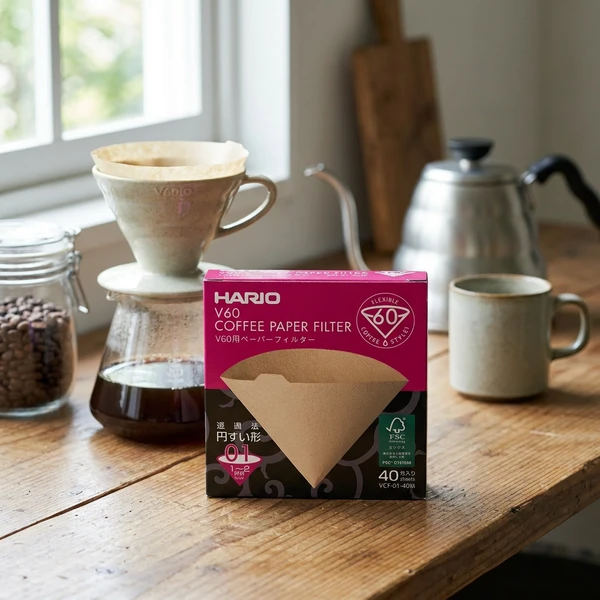 V60 Kaffeefilter – 01 – 40 Stk. – Ungebleicht VCF-01-40M by Hario color Svart