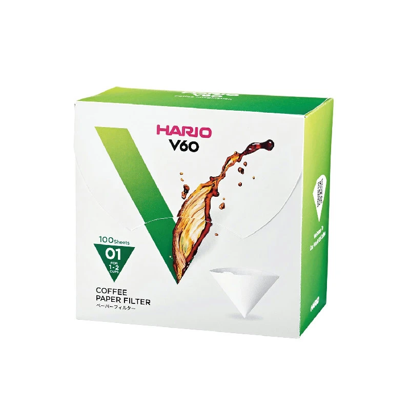 V60 Kaffeefilter - 01 - 100 Stk. in Box - Weiß VCF-01-100WK by Hario color Svart