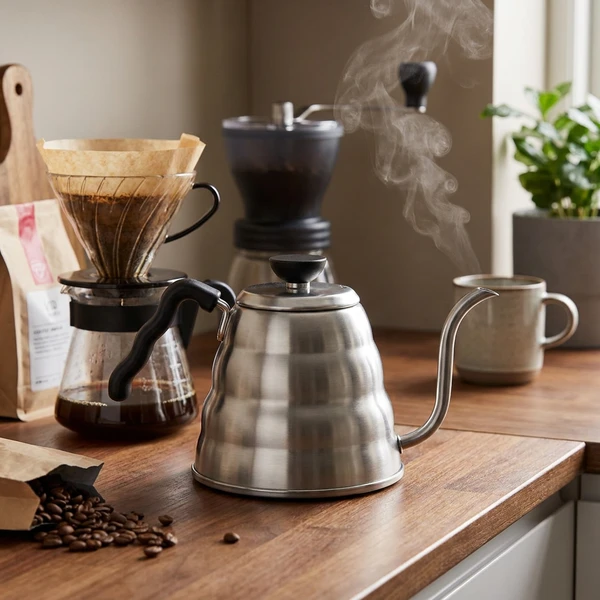 V60 Buono Wasserkessel - 03 - 1,2 l - Silbergrau VKBR-120-HSV by Hario color Svart