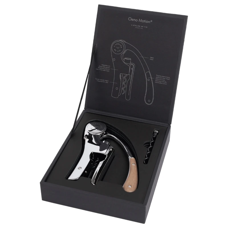 Oeno Motion Wood & Chrome Korkenzieher 95464 by L'Atelier du Vin color Svart