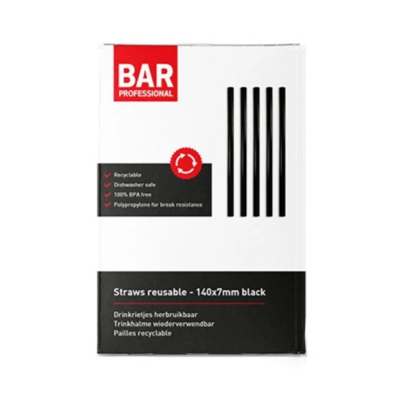 Wiederverwendbare Kunststoff-Trinkhalme 14 cm Schwarz – 200 Stück SRUZ140 by Barprofessional color Svart