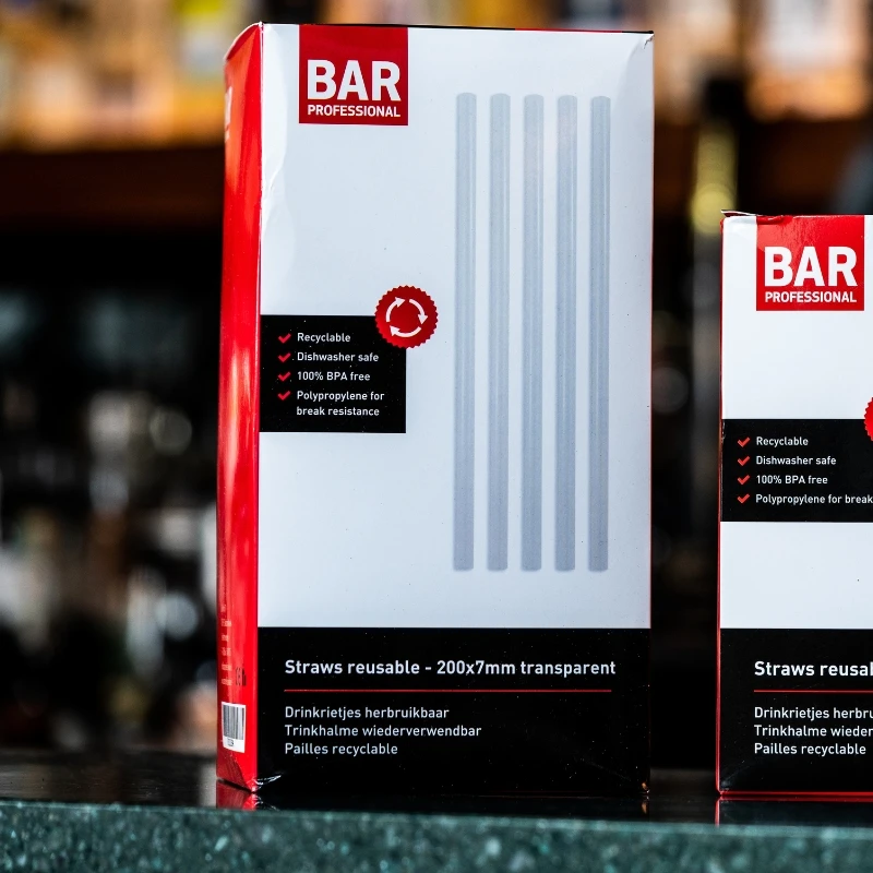 Wiederverwendbare Trinkhalme Kunststoff 20 cm – 200 Stk. Transparent SRUT200 by Barprofessional color Svart