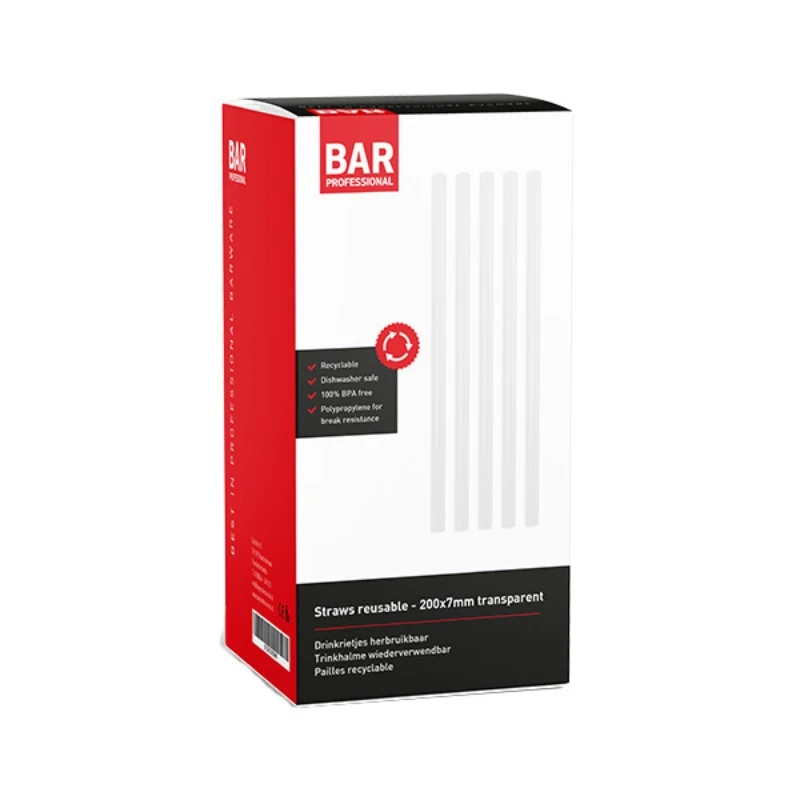Wiederverwendbare Trinkhalme Kunststoff 20 cm – 200 Stk. Transparent SRUT200 by Barprofessional color Svart