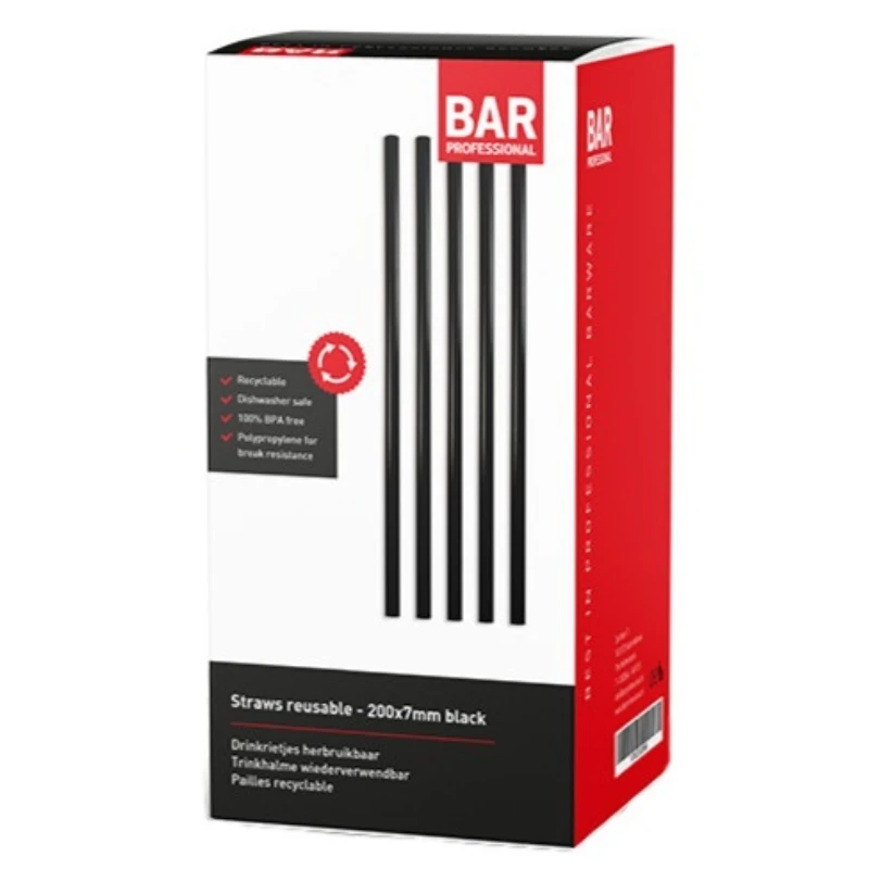 Wiederverwendbare Plastik-Trinkhalme 20 cm – 200 Stück Schwarz SRUZ200 by Barprofessional color Svart
