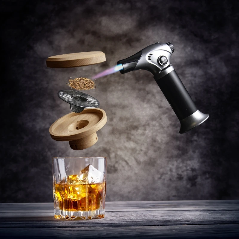 Cocktail-Räucherset aus Holz inkl. Gasbrenner und Räucherchips SMOST01 by Barprofessional color Svart