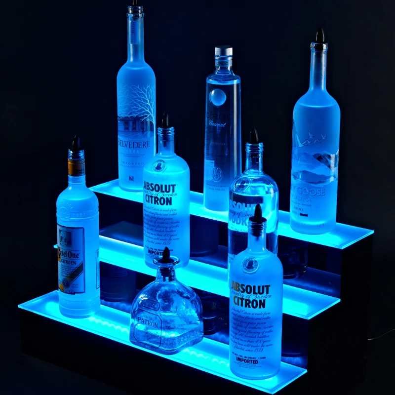 LED-Flaschenregal 3 Stufen 60x33x33 cm LBD0003 by Barprofessional color Svart