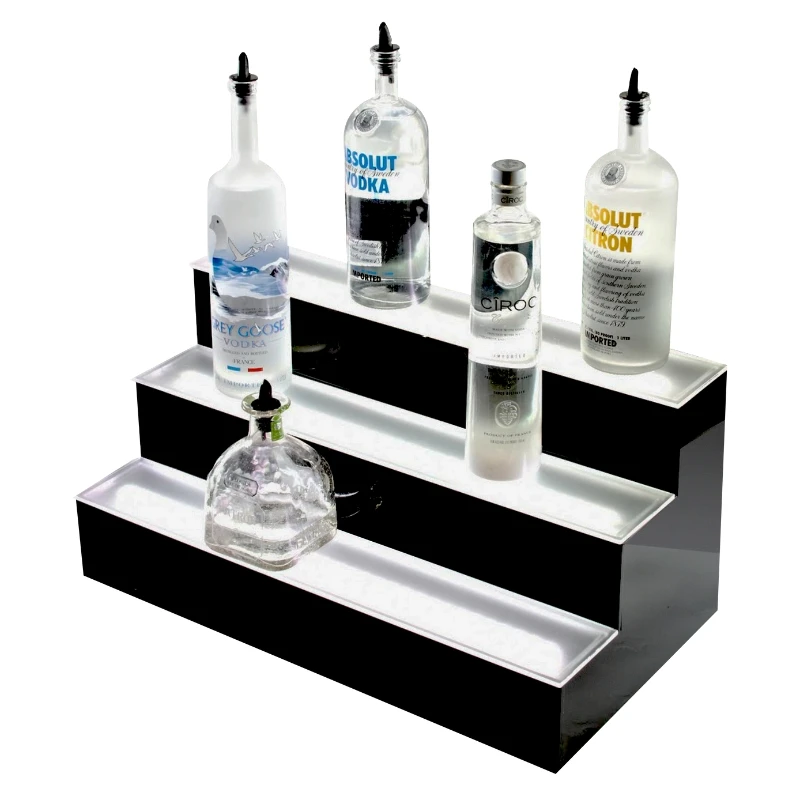 LED-Flaschenregal 3 Stufen 60x33x33 cm LBD0003 by Barprofessional color Svart