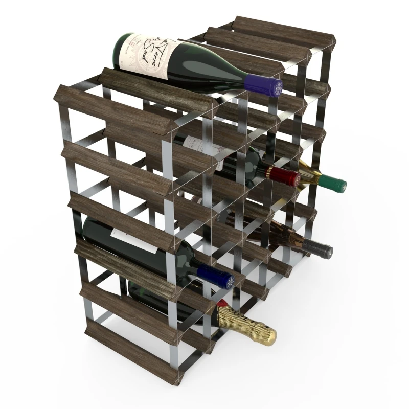 Weinregal für 30 Flaschen aus dunkler Eiche und galvanisiertem Stahl WRKC030 by Barprofessional color Svart