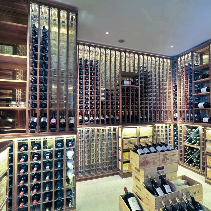 Weinregal für 90 Flaschen aus dunkler Eiche und verzinktem Stahl WRKC090 by Barprofessional color Svart