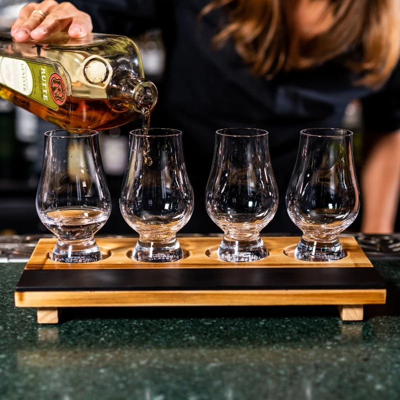 Tasting Board / Verkostungsbrett aus Holz für 4 Gläser PPCM2063 by Barprofessional color Transparant