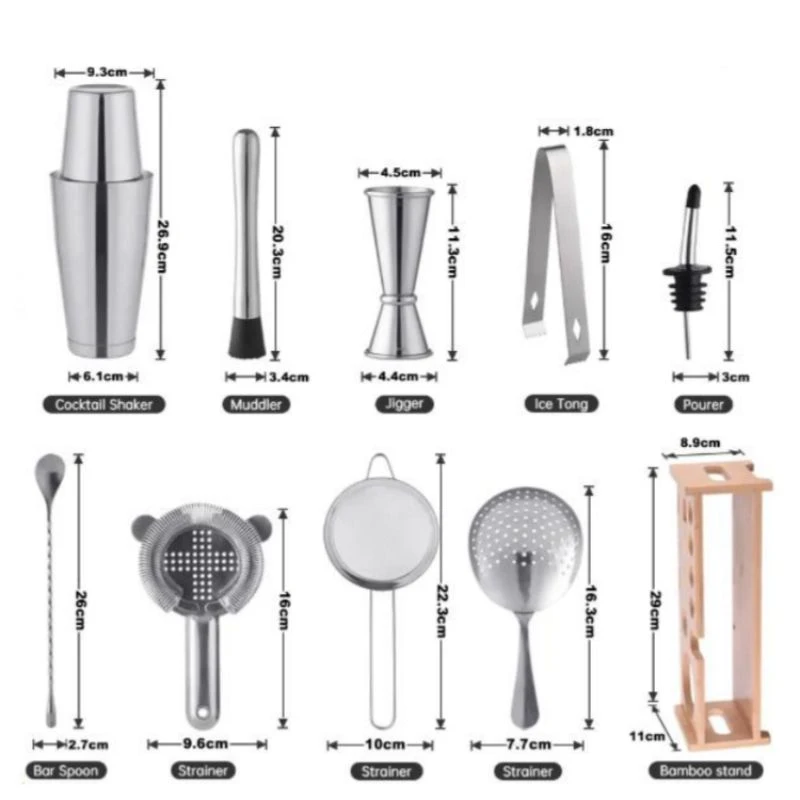 Barset Deluxe 13-teilig mit Holzständer CG-TJ47 by Barlife color Svart