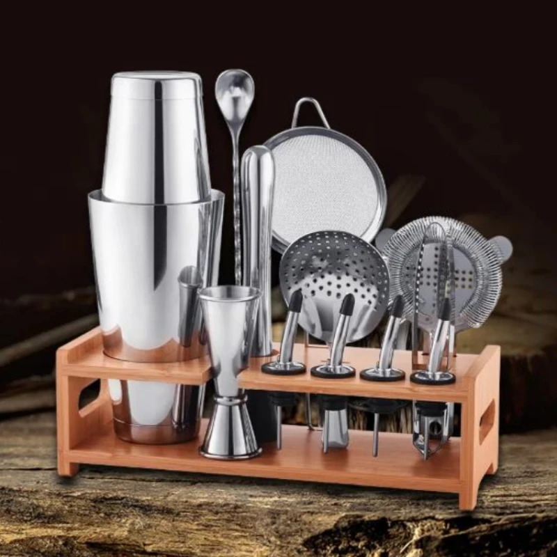 Barset Deluxe 13-teilig mit Holzständer CG-TJ47 by Barlife color Svart
