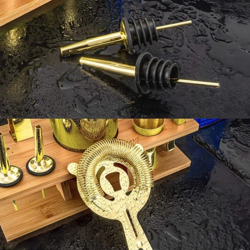Bar-Set Deluxe Gold 11-teilig mit Holzständer CG-TJ17gold by Barlife color Svart