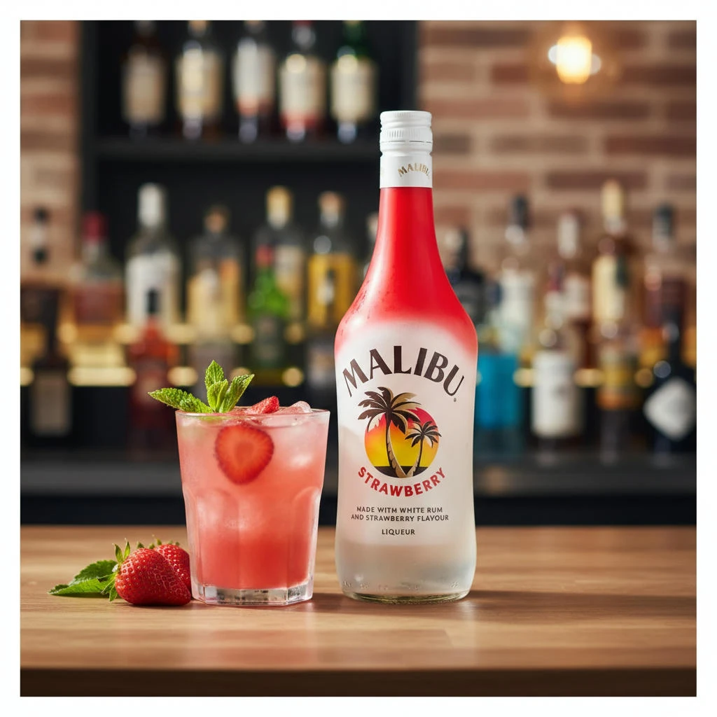Malibu Strawberry Likör 70 cl L-62-850-00 by MALIBU color Svart