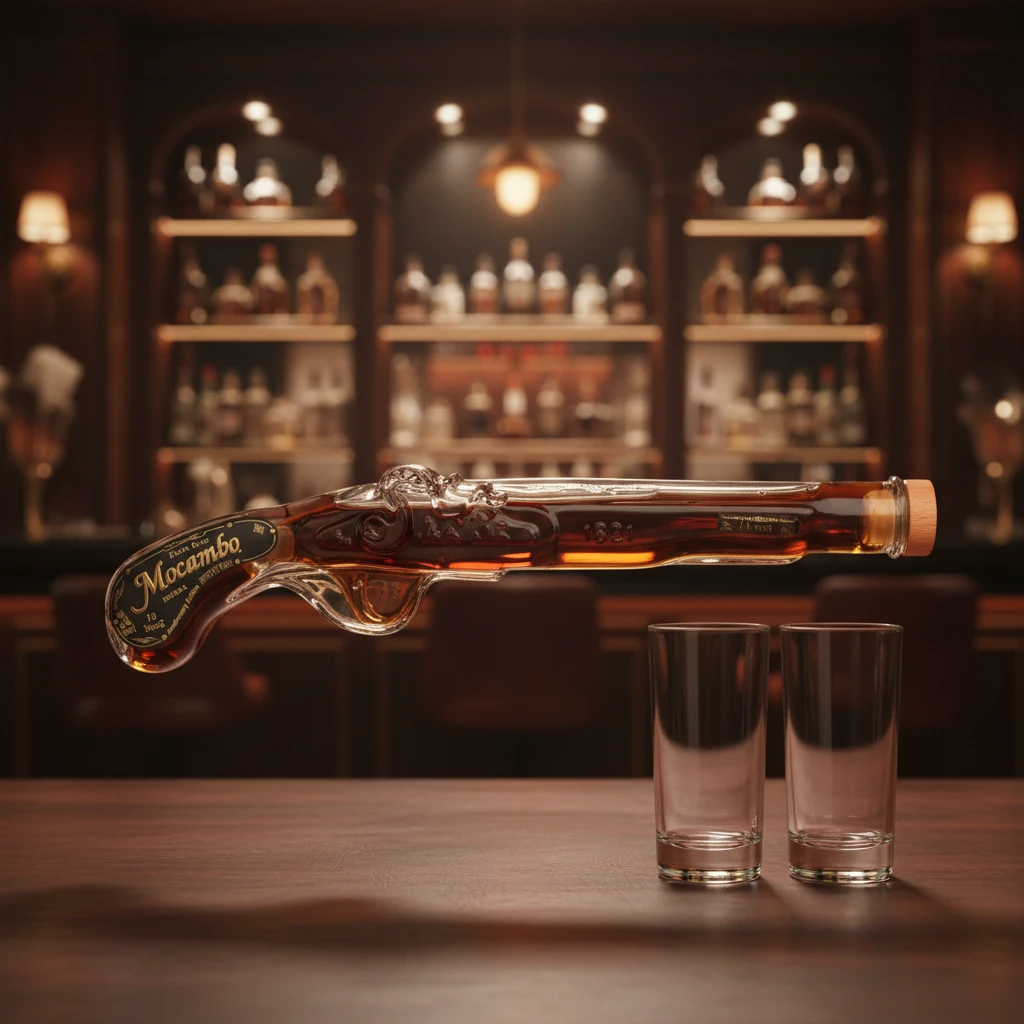 Mocambo Rum Anejo 10 Jahre Pistole + 2 Gläser 20 cl L-18-304-00 by Barlife color Svart