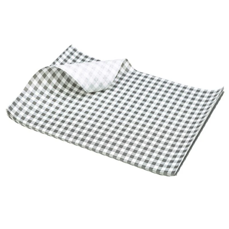 Fettabweisendes Papier Schwarz Kariert 35 x 25 cm - 1000 Stk. PN1487LGBK by Genware color Svart