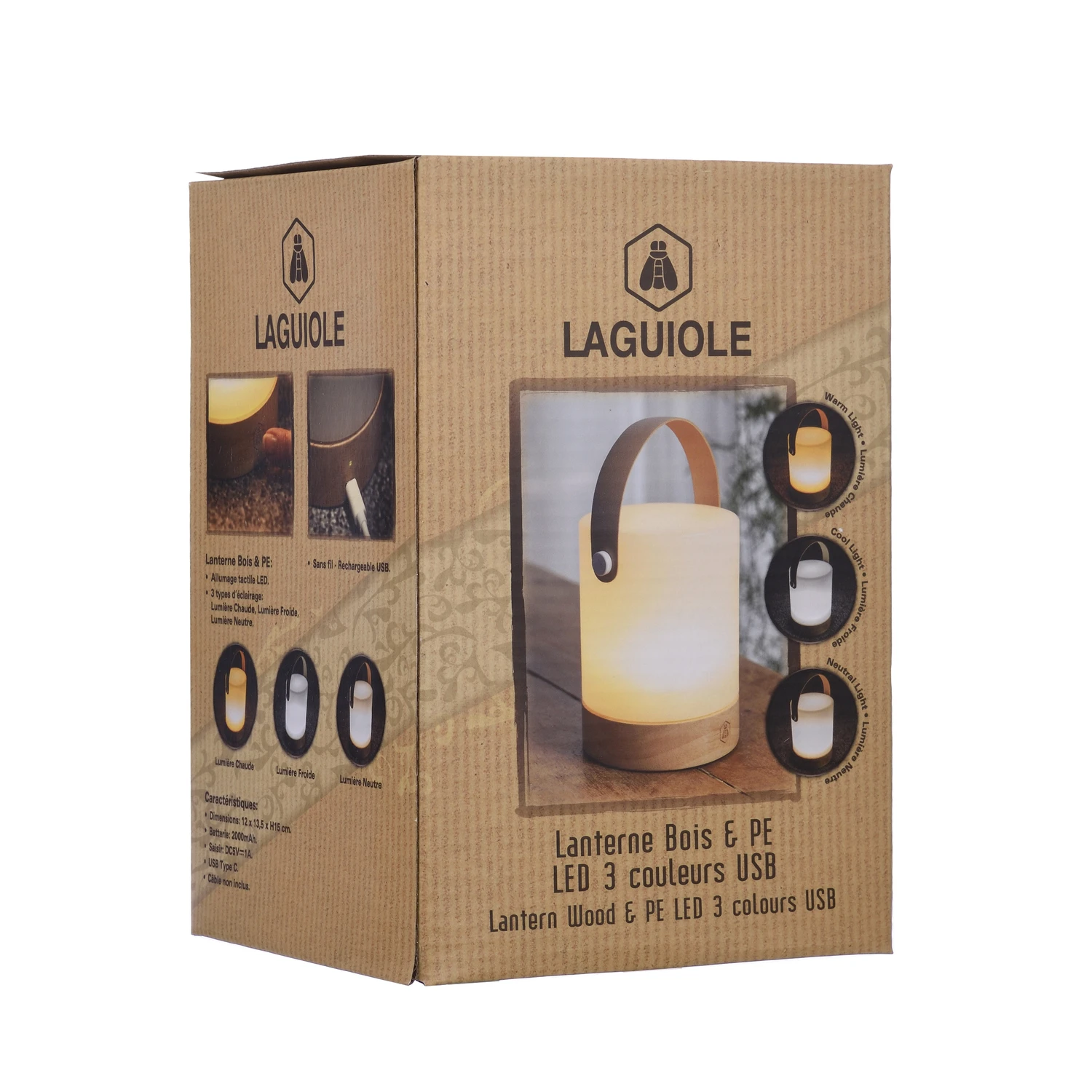 Laguiole tragbare LED-Laterne 3 Lichtfarben USB 40269401 by Laguiole color Svart