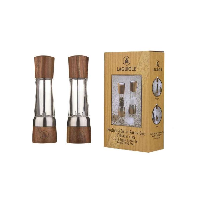 Laguiole Salz- und Pfeffermühlen-Set Akazienholz Keramik 40269097 by Laguiole color Svart